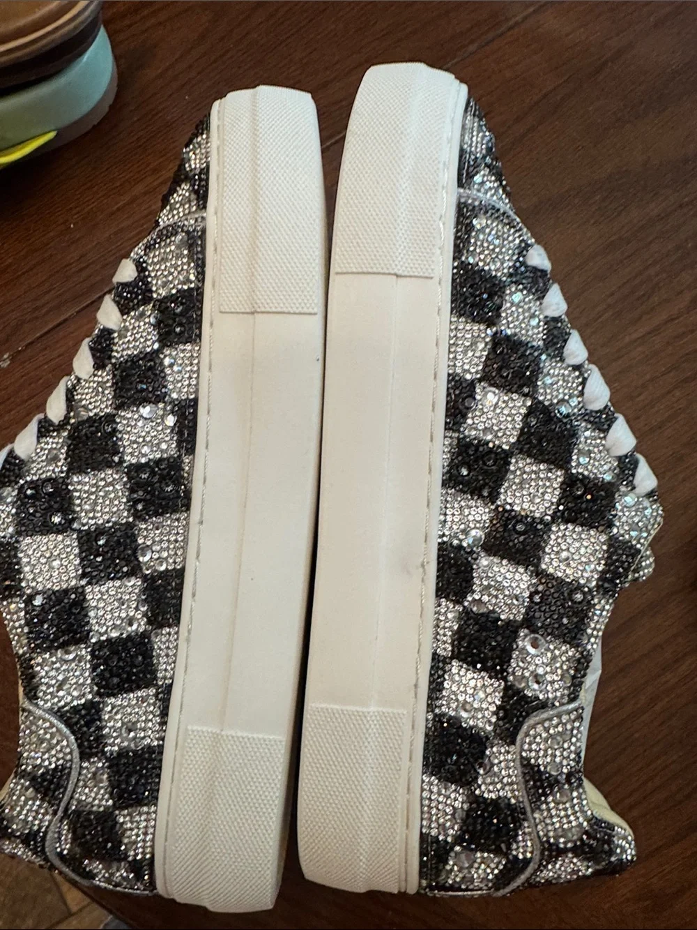 Betsey Johnson Black & Silver Crystal Checkerboard Sneakers